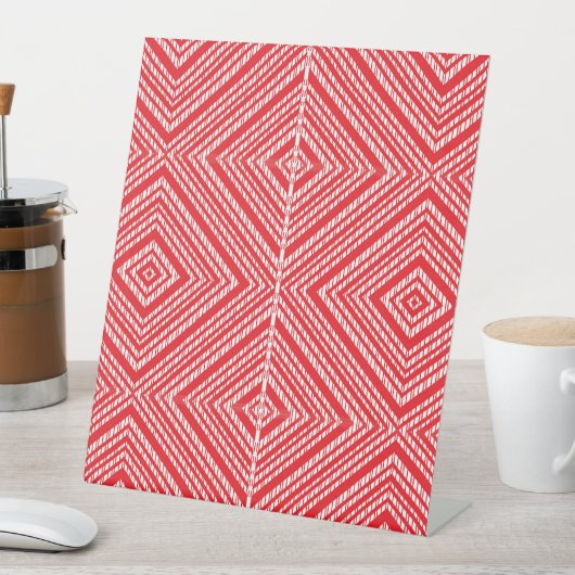 ダイヤ赤と白モンド模様の背景 台座サイン (インサイチュ)