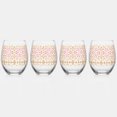 ダイヤ赤と白ンパターン（の模様が）あるを使用した画像 ステムなしワイングラス (正面)