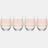 ダイヤ赤と白ンパターン（の模様が）あるを使用した画像 ステムなしワイングラス (左)