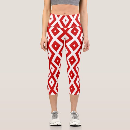 ダイヤ赤と白ン カプリレギンス (正面)