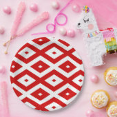 ダイヤ赤と白ン ペーパープレート (パーティー)