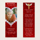 ダイヤ赤グリッター記念歌葬式しおり (正面&裏面)