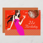 ダイヴァリティーカクテル21歳誕生日パーティー 招待状 (正面/裏面)