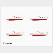 ダウネストメインロブスターボートカラーイラストレーション 楕円形シール (シート)