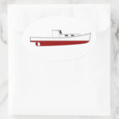 ダウネストメインロブスターボートカラーイラストレーション 楕円形シール (バッグ)