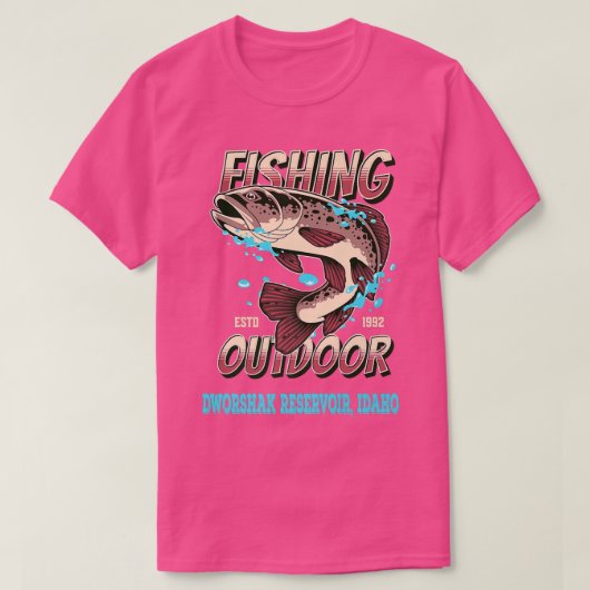 ダウムシャク貯水池,アイダホトップ100ベース魚釣りLak Tシャツ (デザイン正面)