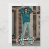 「ダウンだ」フォトコラージュモダン卒業式 案内状 (正面)