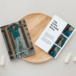 「ダウンだ」フォトコラージュモダン卒業式 案内状