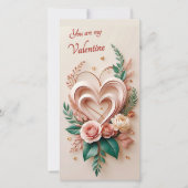 ダウンエレガントロード可能ハート、フローラバレンタイン シーズンカード (正面)