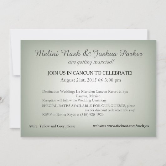 ダウンザアイスルアクアグレーシルバービーチ結婚式 招待状 (裏面)