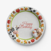 ダウンザファーム誕生日パーティー紙プレート – かわいい ペーパープレート (正面)