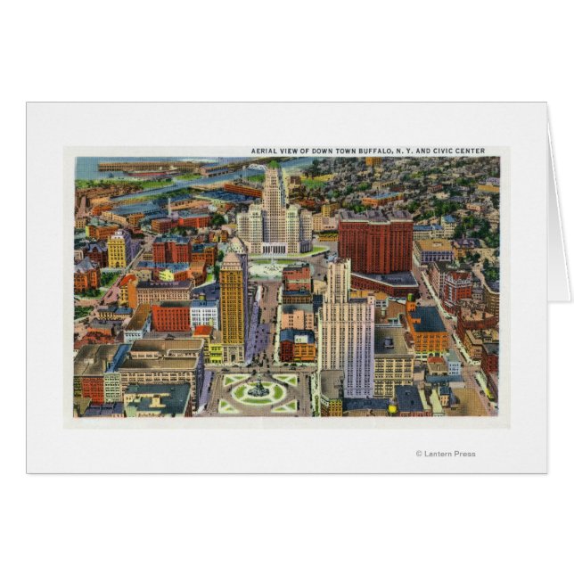 ダウンタウンとシビックセンターの空中表示 (正面横)