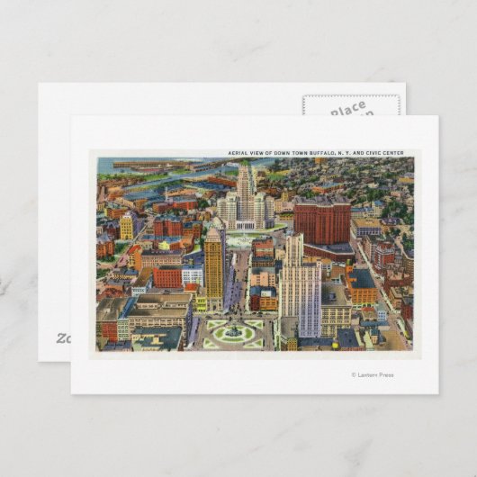 ダウンタウンとシビックセンターの空中表示 ポストカード (正面/裏面)