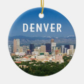ダウンタウンと山とデンバーコロラド セラミックオーナメント (正面)