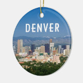 ダウンタウンと山とデンバーコロラド セラミックオーナメント (左)