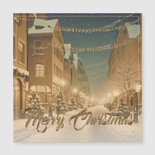 ダウンタウンの雪に覆われたクリスマス通り (正面)
