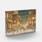 ダウンタウンの雪に覆われたクリスマス通り フォトブロック (左)