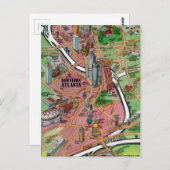 ダウンタウンアトランタジョージアCartoonマップ ポストカード (正面/裏面)