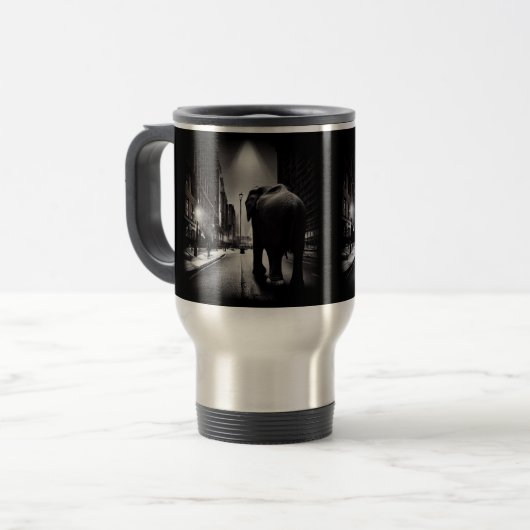 ダウンタウンエレファントトラベル/コミューターマグ， 15 oz トラベルマグ (正面左)