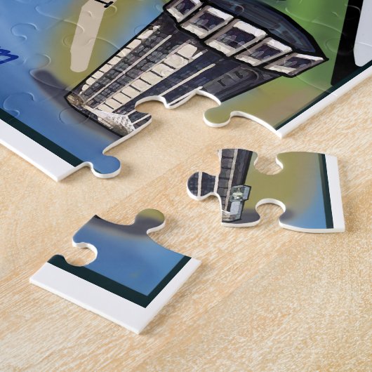 ダウンタウンオースティンテキサス州おもしろいマップ ジグソーパズル (側面)