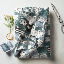 ダウンタウンクラウド顔ブルーID494 ファブリック