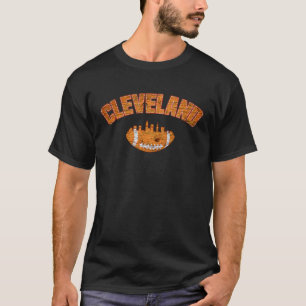 ダウンタウンクリーブランドシティスカイラインサッカーファンヴィント Tシャツ
