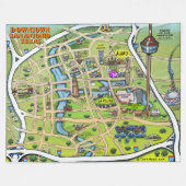 ダウンタウンサンアントニオテキサス州おもしろいマップ フリースブランケット (正面(横))