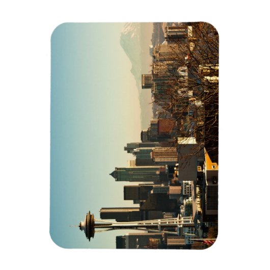 ダウンタウンシアトルスカイラインと宇宙ニードル マグネット (縦)