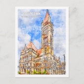 ダウンタウンシンシナティ有名な旅行プレイスウォーターカラー ポストカード (正面)