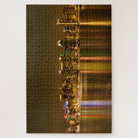 ダウンタウンスカイラインアットナイトサンディエゴ ジグソーパズル (縦)