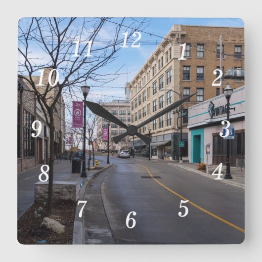 ダウンタウンスプリングフィールドウォールクロック スクエア壁時計 (正面)