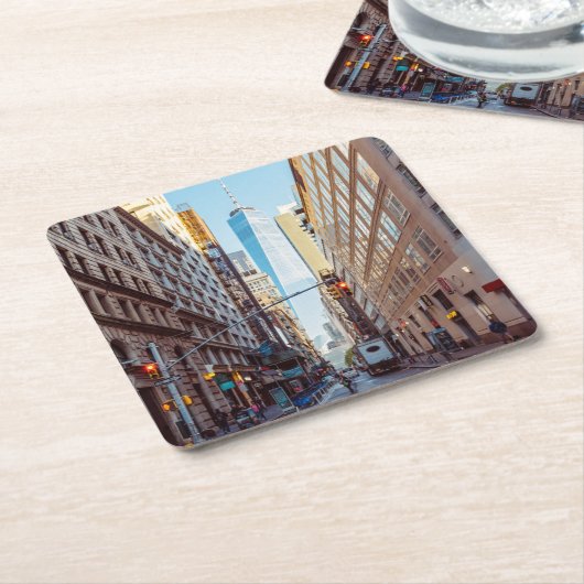 ダウンタウンニューヨークビューオブワールドトレードセンター スクエアペーパーコースター (アングル)