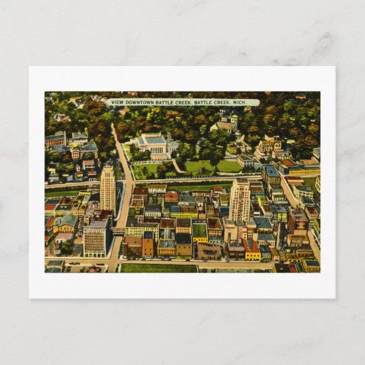 ダウンタウンバトルクリーク,ミシガンヴィンテージ ポストカード (正面)