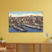 ダウンタウンビューバイブリッジ キャンバスプリント (インサイチュ (リビング))