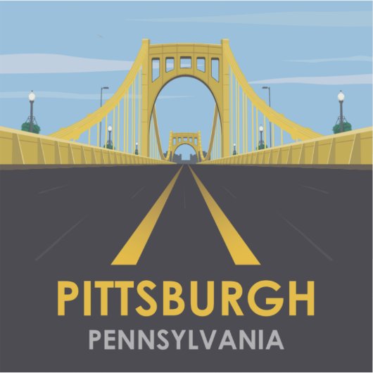 ダウンタウンピッツバーグ， PAブリッジヴィンテージトラベル シール (正面)