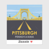 ダウンタウンピッツバーグ， PAブリッジヴィンテージトラベル シール (シート)