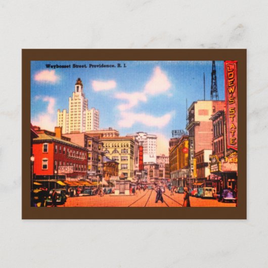 ダウンタウンプロビデンス、RIヴィンテージ写真 ポストカード (正面)