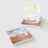 ダウンタウンプロビデンスRIヴィンテージ写真 ストーンコースター (横)