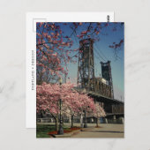 ダウンタウンポートランドブリッジ |さくらんぼの花はがき ポストカード (正面/裏面)