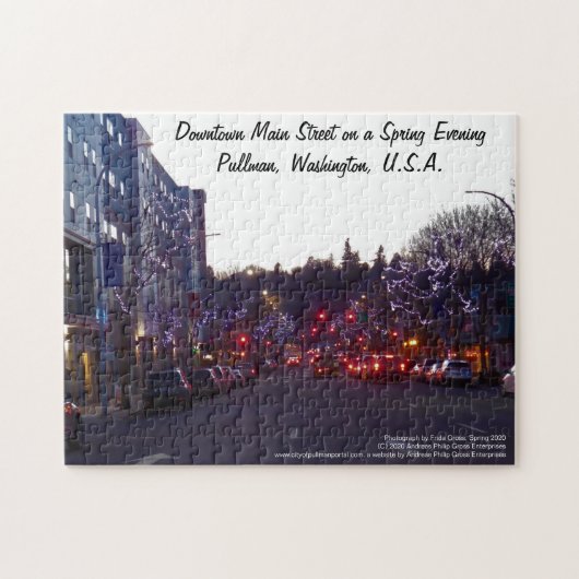 ダウンタウンメイン通りオン春夕べプルマン ジグソーパズル (横)