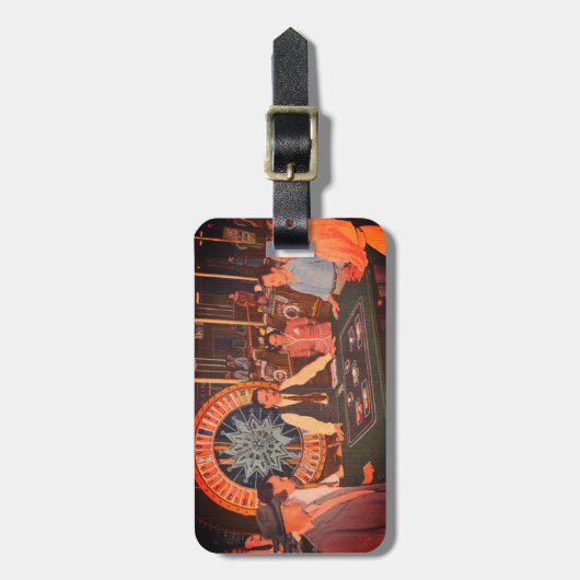 ダウンタウンラスベガスネバダヴィンテージカジノシーン ラゲッジタグ (正面縦)