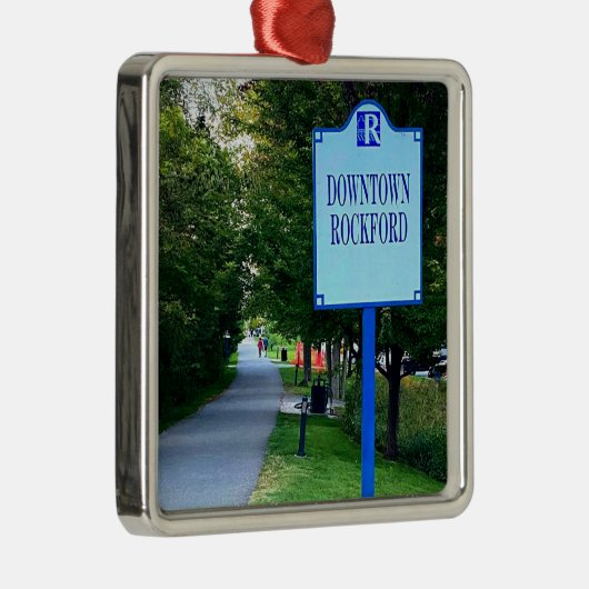 ダウンタウンロックフォードミシガンサイン メタルオーナメント (右)