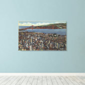 ダウンタウン全体の空中線 キャンバスプリント (インサイチュ (ウッドフロア))