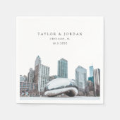 ダウンタウン結婚シカゴ紙カクテルナプキン スタンダードカクテルナプキン (正面)