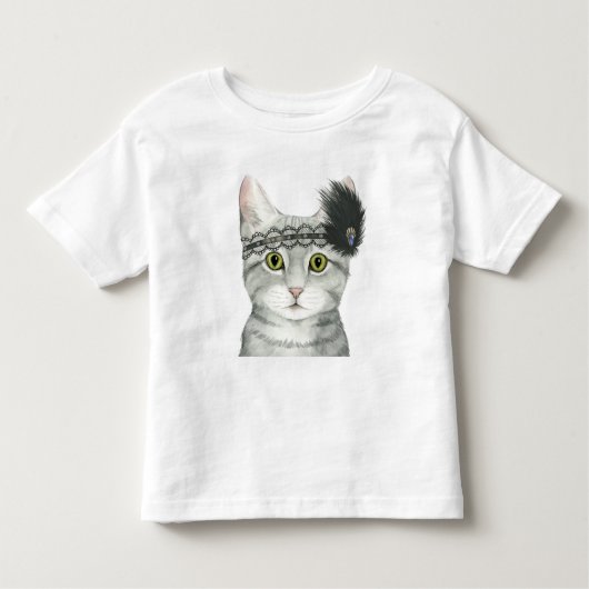ダウントン猫 |レースで宝石で飾られた トドラーTシャツ (正面)