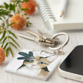 ダウントン猫 |羽で宝石で飾られた キーホルダー (正面右)