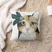 ダウントン猫 |羽で宝石で飾られた クッション (ブランケット)