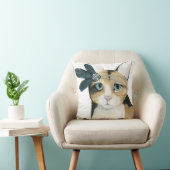 ダウントン猫 |羽で宝石で飾られた クッション (椅子)