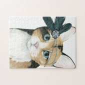 ダウントン猫 |羽で宝石で飾られた ジグソーパズル (横)