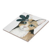 ダウントン猫 |羽で宝石で飾られた タイル (側面)